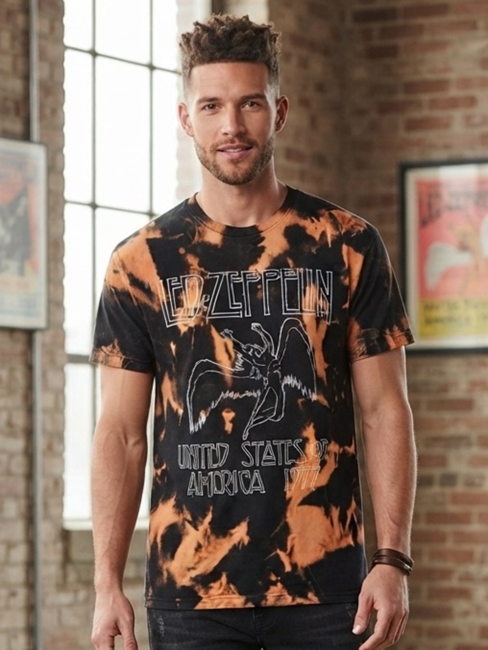 LED ZEPPELIN Upcycled Graphic Band Tee L 22” p2p Black EUC